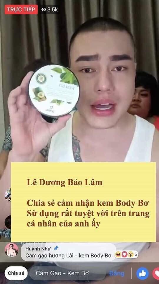 diễn viên Lê Dương Bảo Lâm review kem body bơ