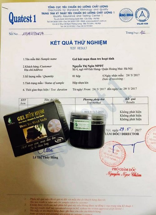 Gel Lột Mụn Than Tre Ngân Bình được cơ quan có thẩm quyền câp giấy chứng nhận 