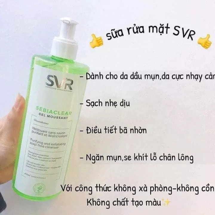 SVR Sữa Rửa Mặt Cho Da Mụn Sebiaclear Gel Moussant 400ml Mẫu Mới