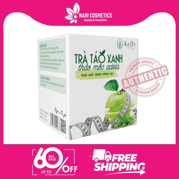 Trà Táo Xanh Giảm Cân Kelly Adela 12 Gói – Giảm 3-5kg Hiệu Quả – Tặng Đường Vitamin