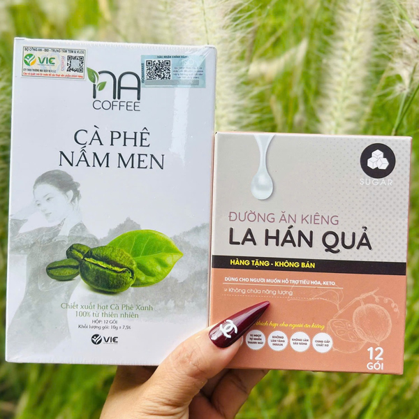Cà Phê Nấm Men Giảm Cân NA Coffee – Hộp Lớn 12 Gói – Tặng Đường Ăn Kiêng