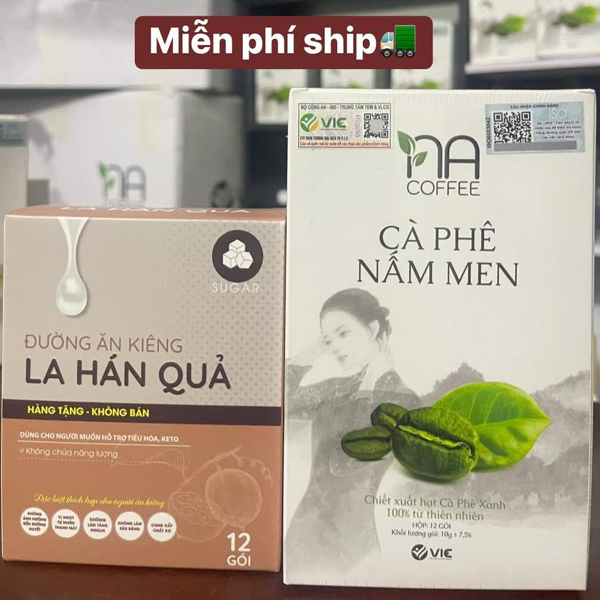 Cà Phê Nấm Men Giảm Cân NA Coffee – Hộp Lớn 12 Gói – Tặng Đường Ăn Kiêng