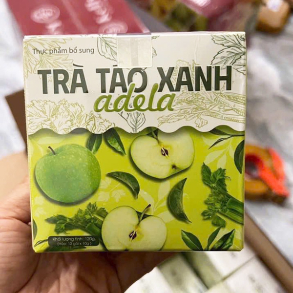 Trà Táo Xanh Giảm Cân Kelly Adela 12 Gói – Giảm 3-5kg Hiệu Quả – Tặng Đường Vitamin