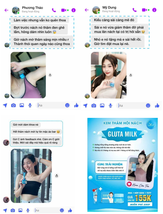 Kem Trị Thâm Nách Gluta Milk Vip White – Hàng Chính Hãng