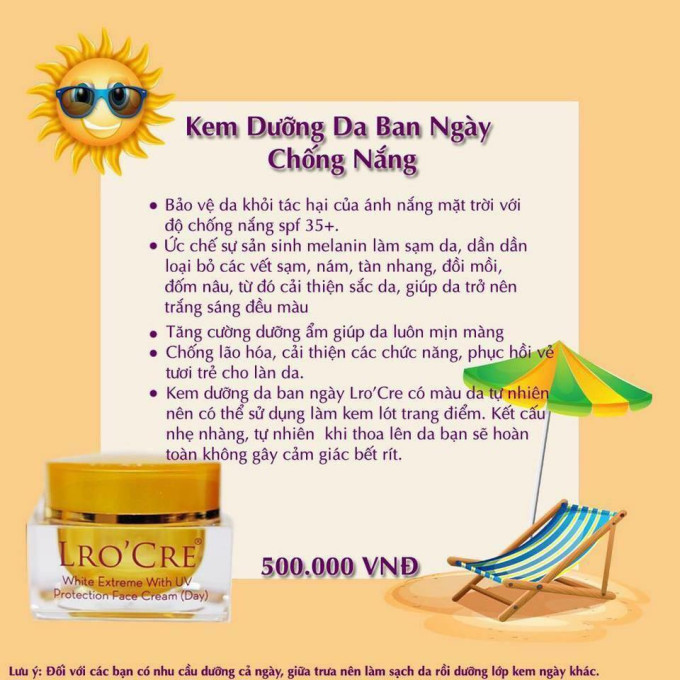 Kem Dưỡng Trắng Da Chống Nắng Lro’cre 20g – Hàng Chính Hãng