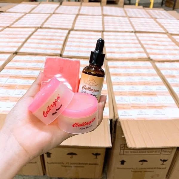Bộ Serum & Kem Collagen Plus Vit E – Mờ Thâm Nám, Tàn Nhang – Hàng Chính Hãng