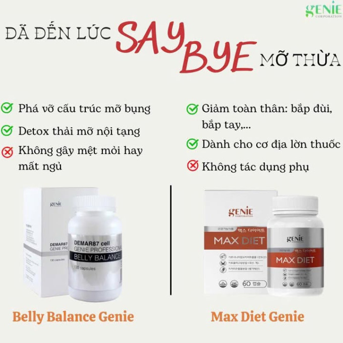 Giảm Cân Genie Max Diet 60 viên Hàn Quốc – Dành Cho Cơ Địa Khó