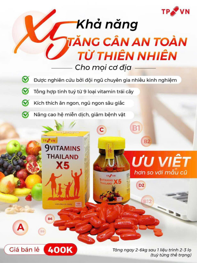 Tăng Cân 9 Vitamin TP X5 Thái Lan có tốt không