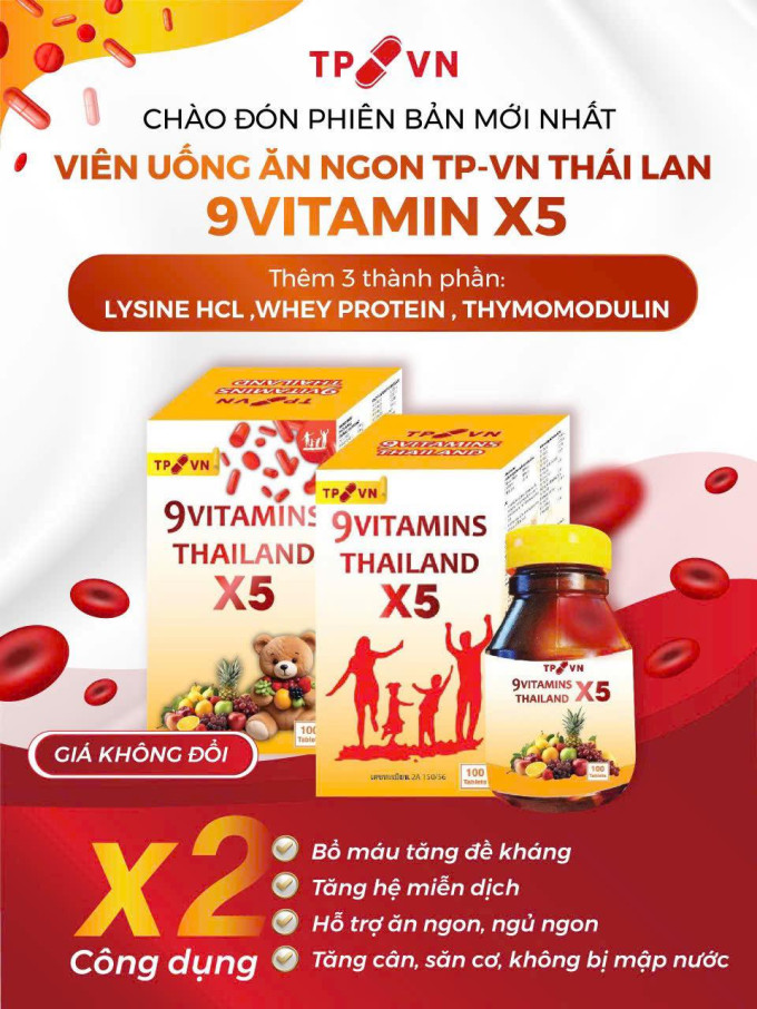 Tăng Cân 9 Vitamin TP X5 Thái Lan Mẫu Mới Viên Uống Ăn Ngon