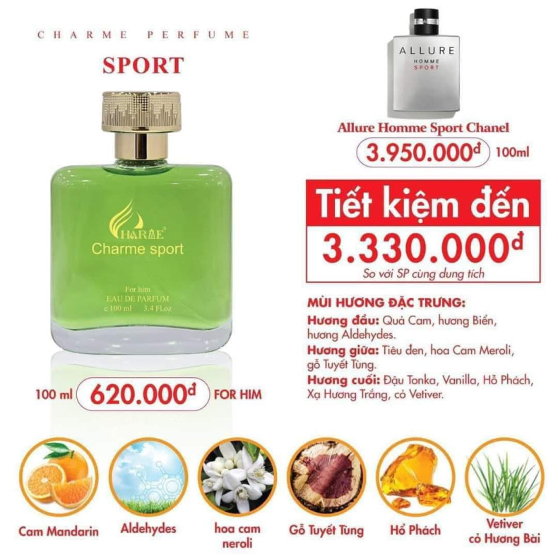 Nước Hoa Nam Charme Sport 100ml | CHARME PERFUME
