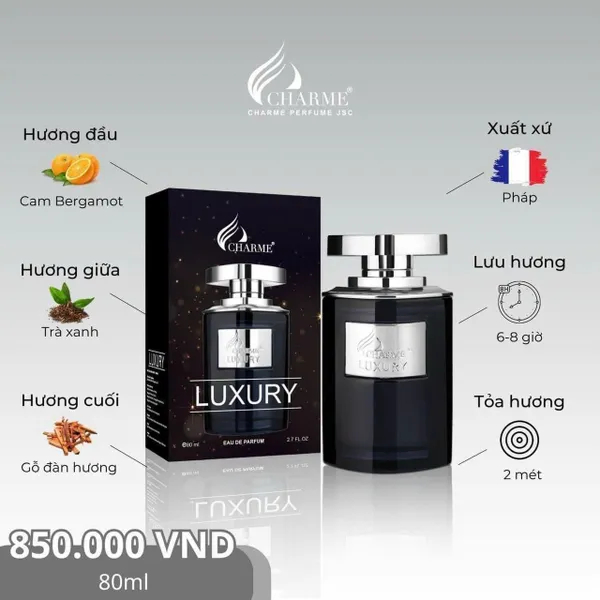 Nước Hoa Nam Charme Luxury 80ml EDP | Charme Perfume Chính Hãng