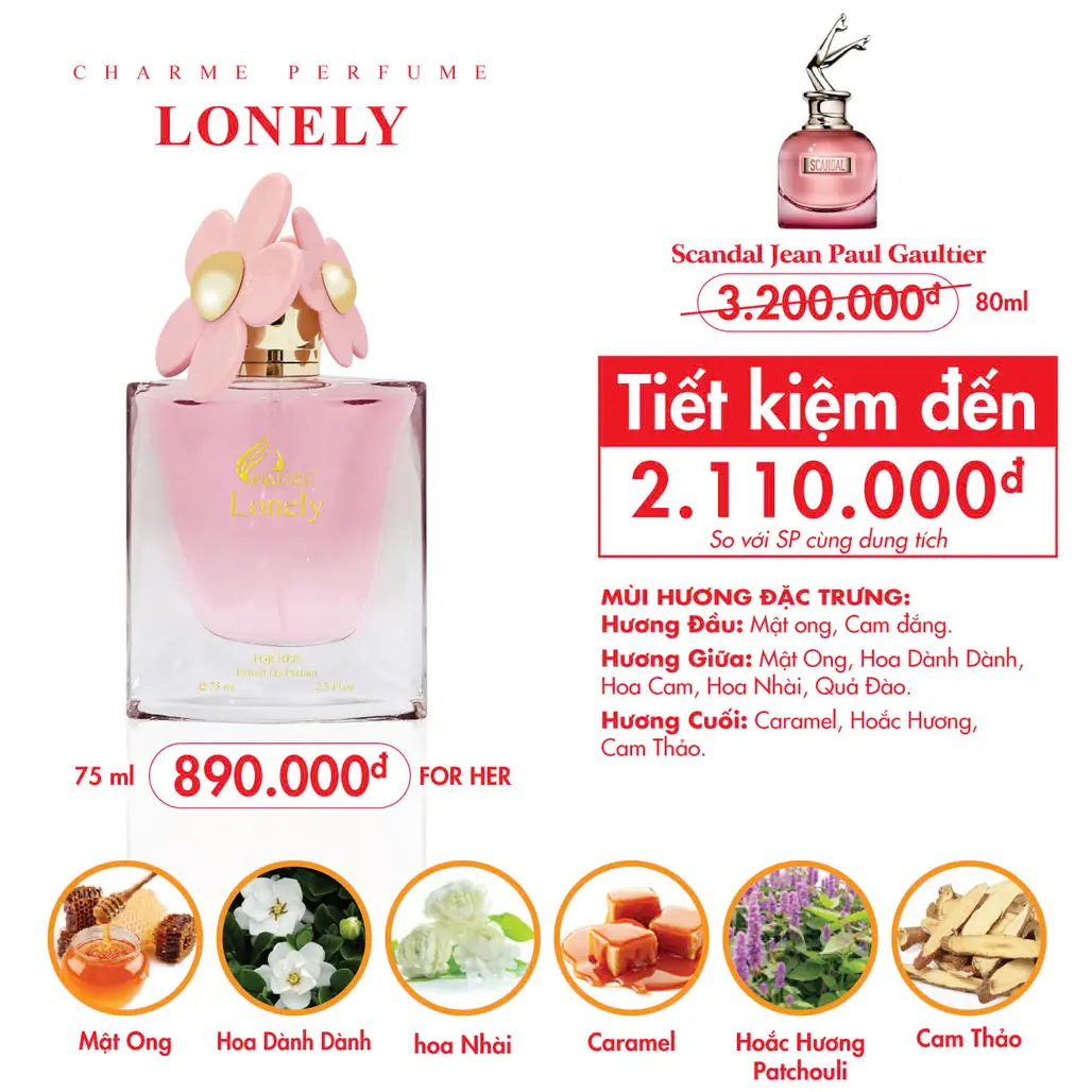 Nước Hoa Nữ Charme Lonely 75ml | Charme Nước Hoa Pháp Cao Cấp