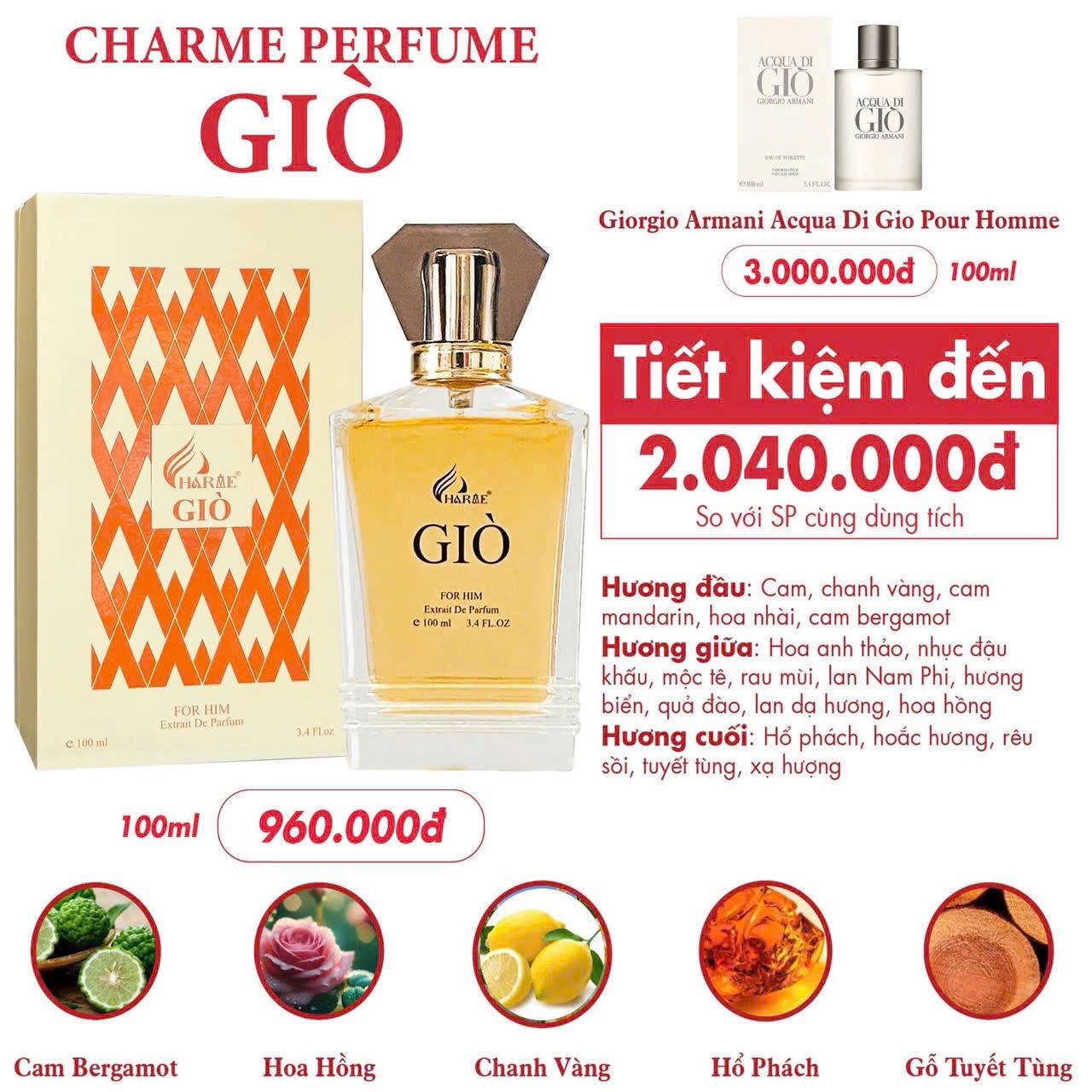 Nước Hoa Nam Charme Giò Mẫu Mới 100ml – Hương Nước Hoa Pháp
