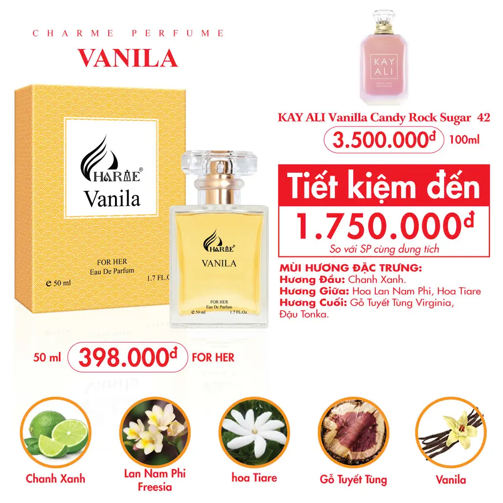 Nước Hoa Nữ Charme Vanila 50ml EDP | Charme Chính Hãng